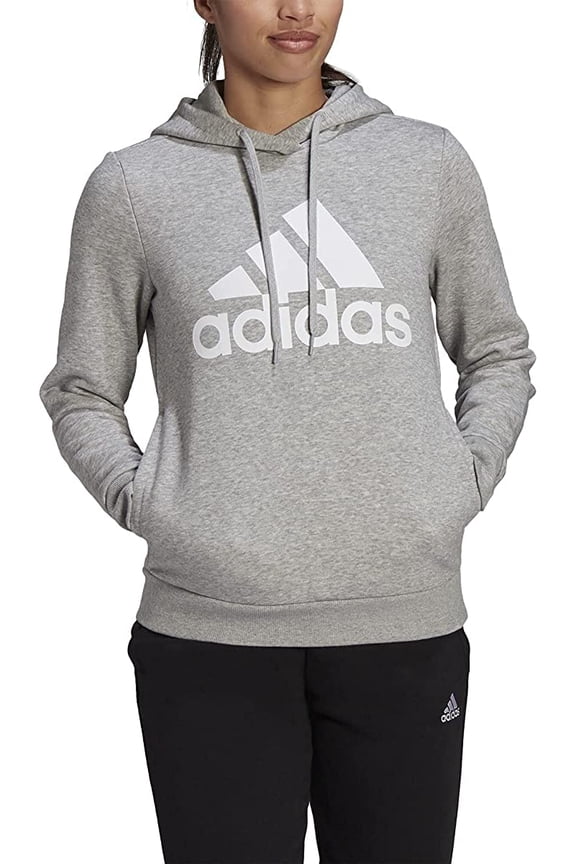 Women's Loungewear Essentials Logo Fleece Hoodie Small Medium Grey/White