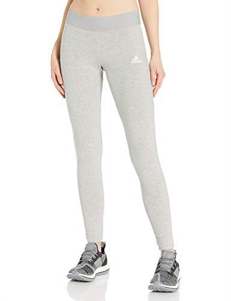 adidas Women\'s Must Haves 3-Stripes Cotton Tights Medium Gray Heather/White  Medium