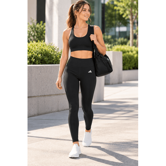 adidas Women's Optime Essentials Stash Pocket Full-Length Leggings (Black, Large)