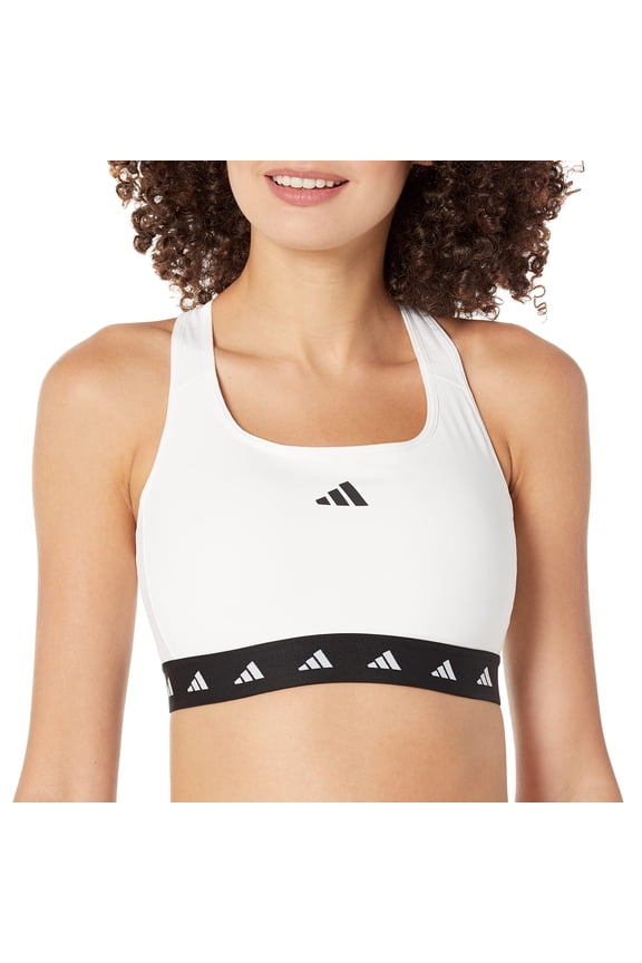 Women's POWERREACT Training Medium Support Techfit Bra, White/Black, Small DD