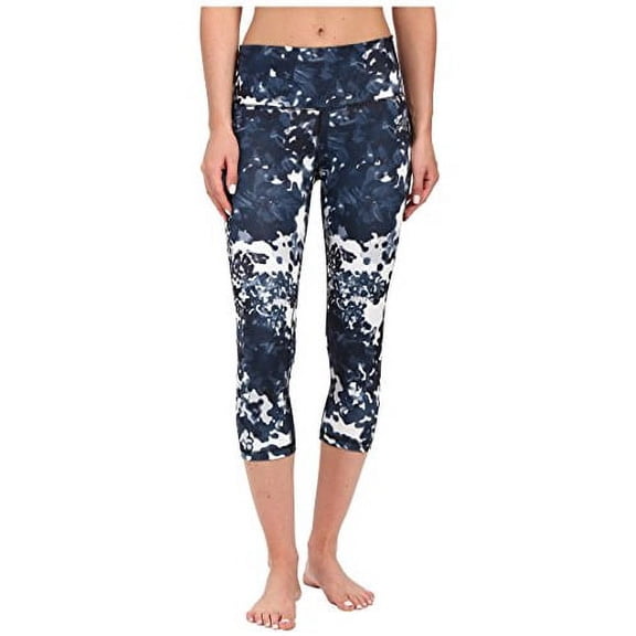 adidas Women's Performer High-Rise 3/4 Tights - Floral Explosion Print Black Print/Matte Silver Pants
