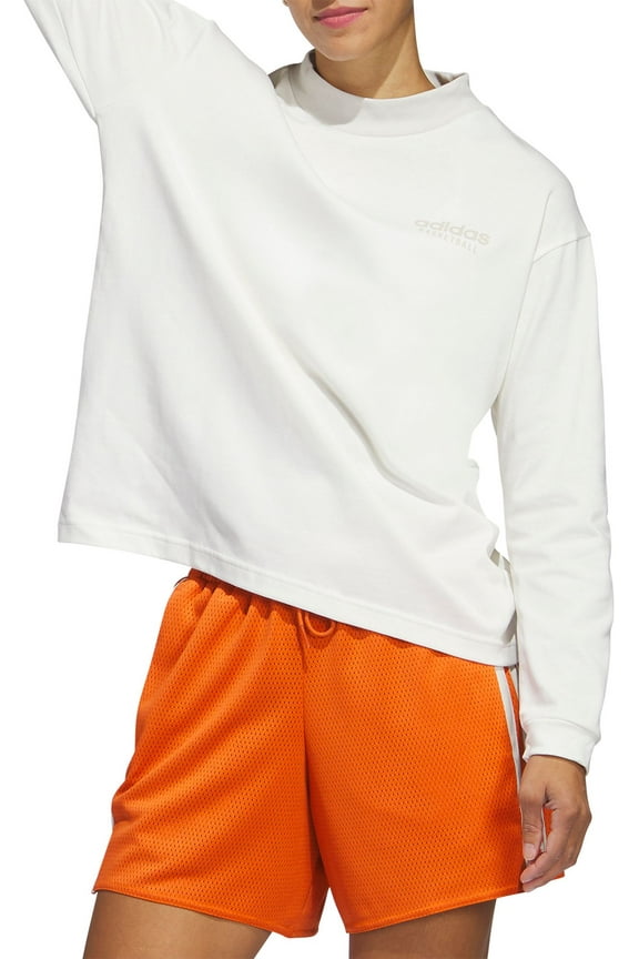 Women's Select Basketball Mock Neck Long Sleeve T-Shirt (Off White, S)
