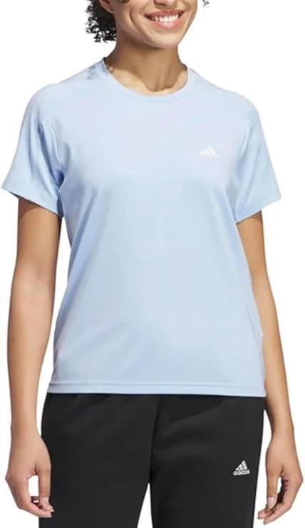 adidas Women's Short Sleeve Stretch Active Tee Shirt (Glow Blue, X-Large)