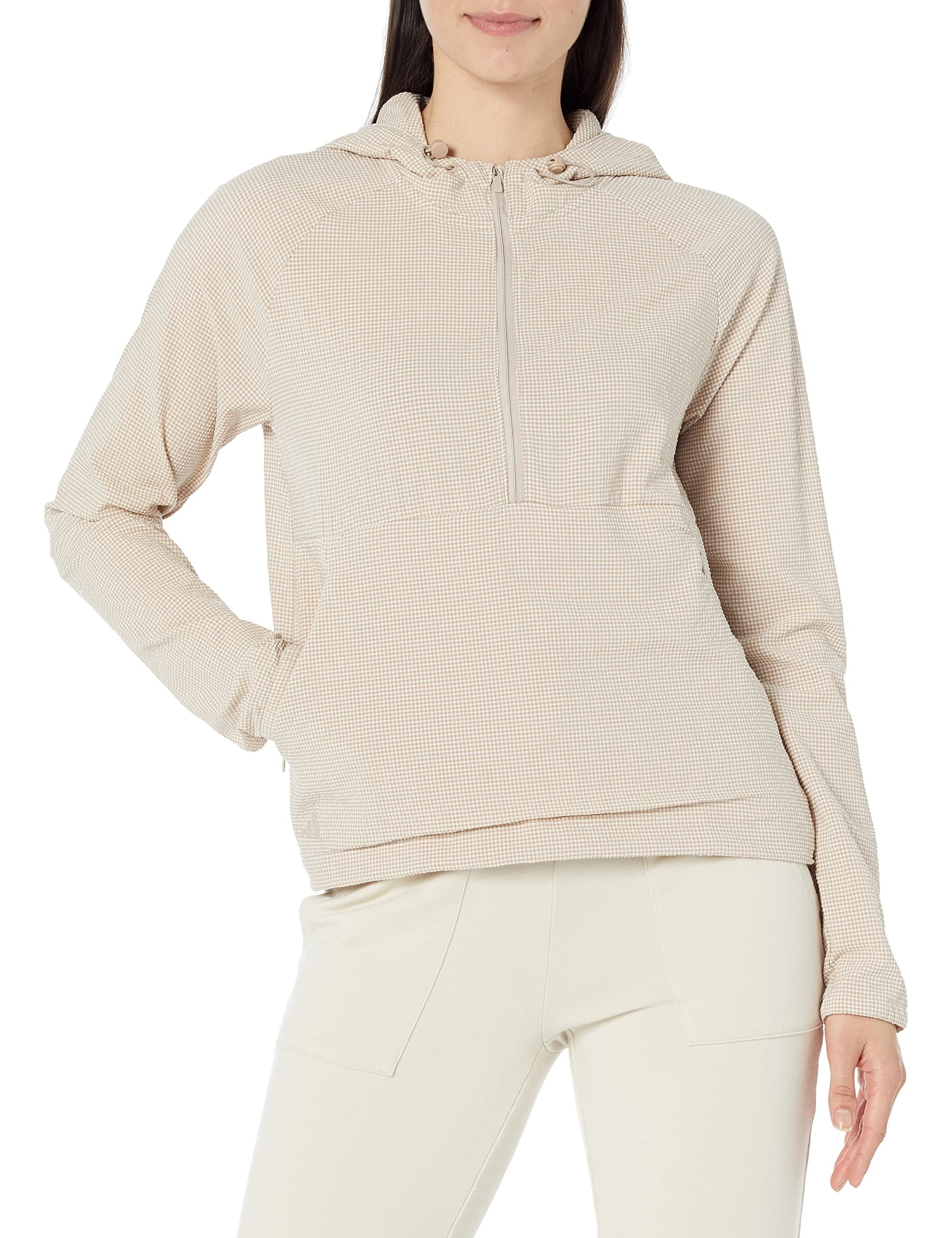 adidas Women's Standard Searsucker Quarter Zip Hoodie, Wonder Taupe, X-Small