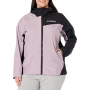 adidas Womens Terrex Multi 2.5-Layer Rain Jacket, Preloved Fig/Black, 3X/Plus