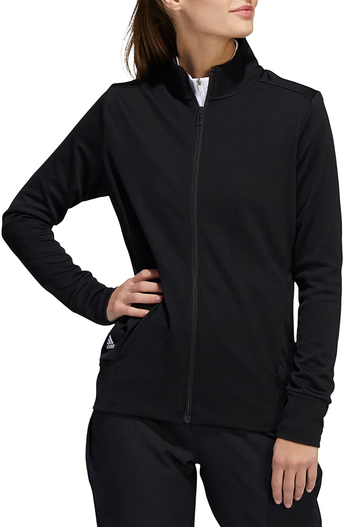 adidas Women s Textured Full Zip Golf Jacket White XS Walmart