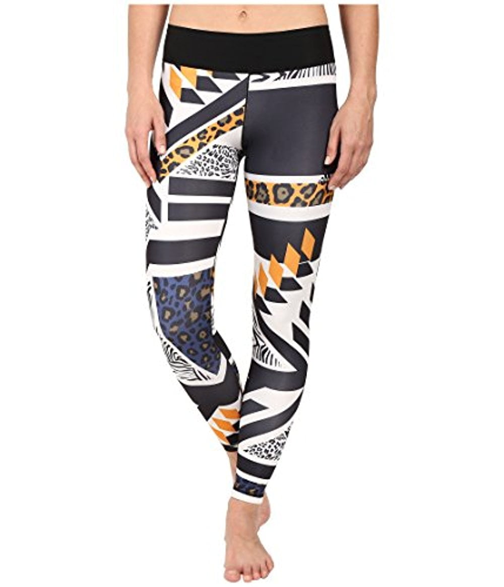 adidas Women's Workout Mid-Rise Long Tights - Around The World Prints Black  Print Africa Pants XL X 27 