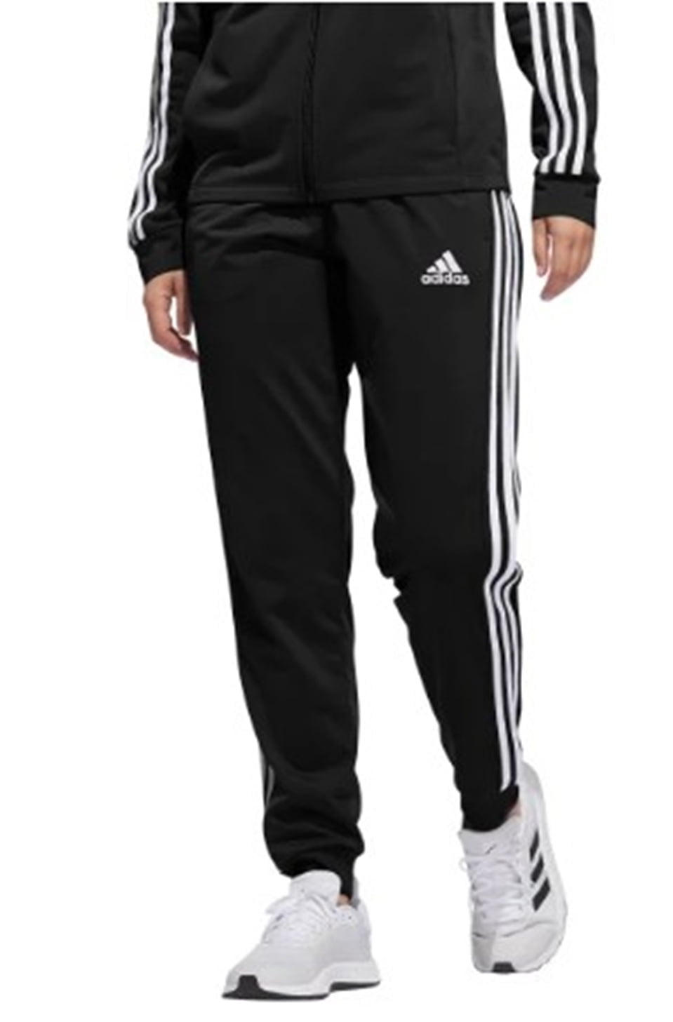 adidas Womens 3-Stripes Jogger Pant (Black/White, Small)