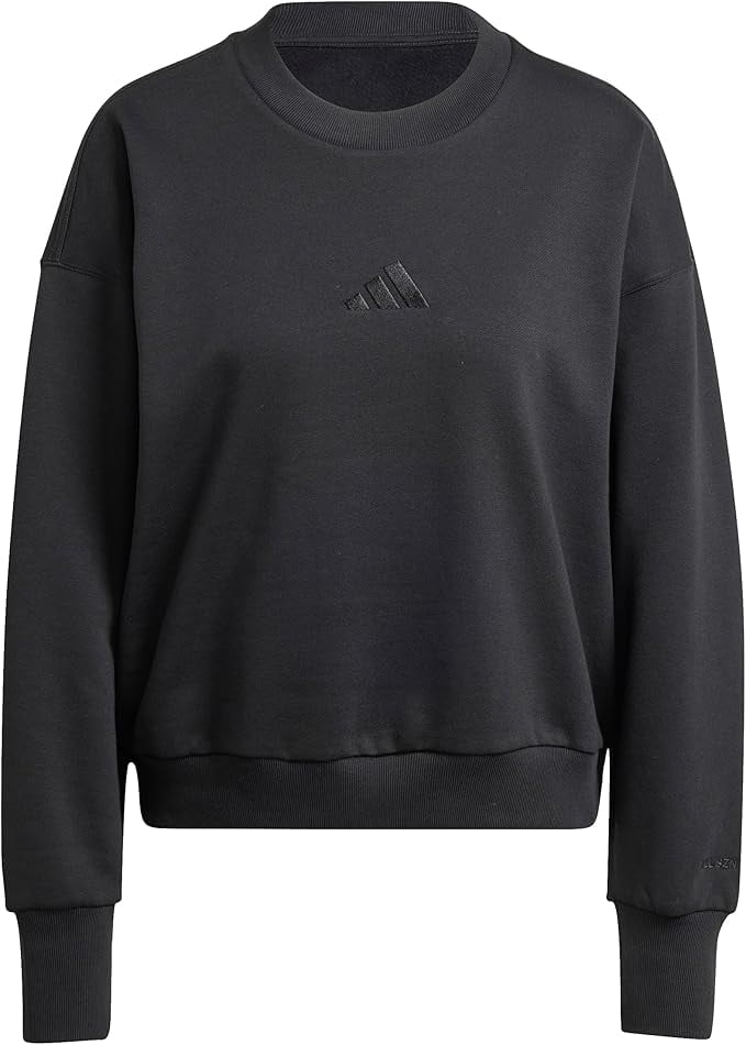 adidas Womens All Szn Fleece Loose Sweatshirt Pullover Sweater (Black, Large)