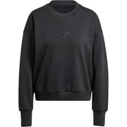 adidas Womens All Szn Fleece Loose Sweatshirt Pullover Sweater Black, X-Large