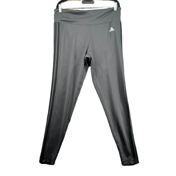 adidas Womens Climalite 3 Stripe Carbon High Waist Tights,Gray,Medium