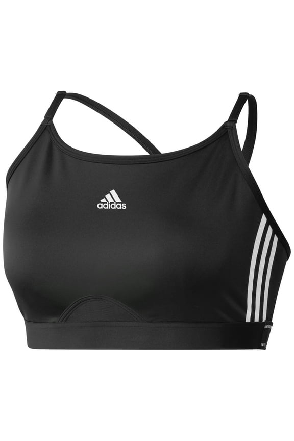 Womens Light Support 3 Stripe Sports Bra Size 1X Color Black/White