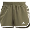 thumbnail image 1 of adidas Womens Pacer 3-Stripes Knit Shorts Size 1X Color Olive Strata/White, 1 of 3