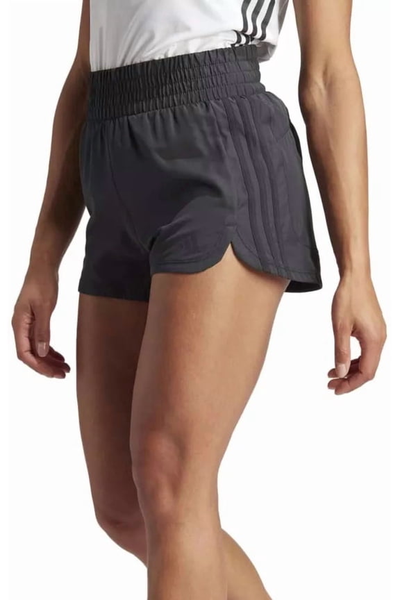 Womens Pacer Training 3-Stripes Woven High-Rise Shorts - 3" Inseam (Black, Medium, M)
