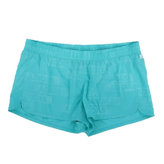 adidas Womens Shorts Athletic Pacer Woven Logo Elastic Waist Mint Blue Large New