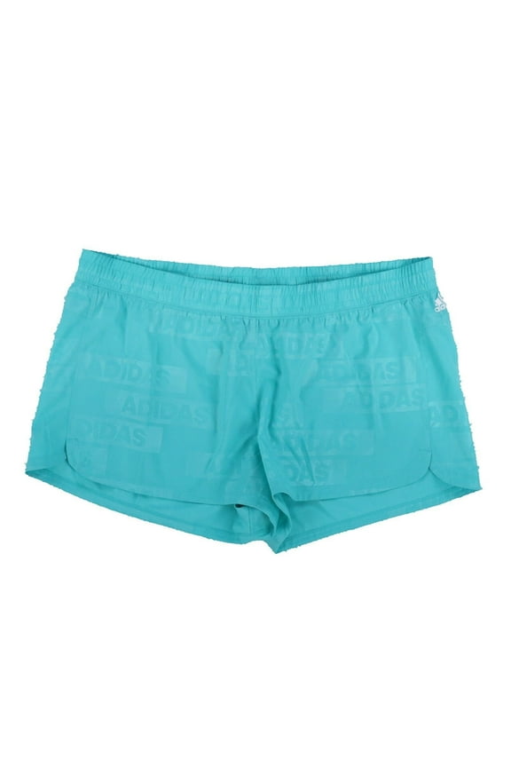 Womens Shorts Athletic Pacer Woven Logo Elastic Waist Mint Blue Large New