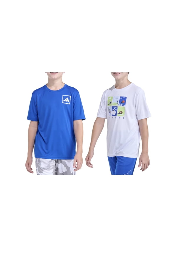 Youth Boy's 2 Pack Short Sleeve T-Shirts (US, Alpha, Large, Regular, Blue (Blue/White))