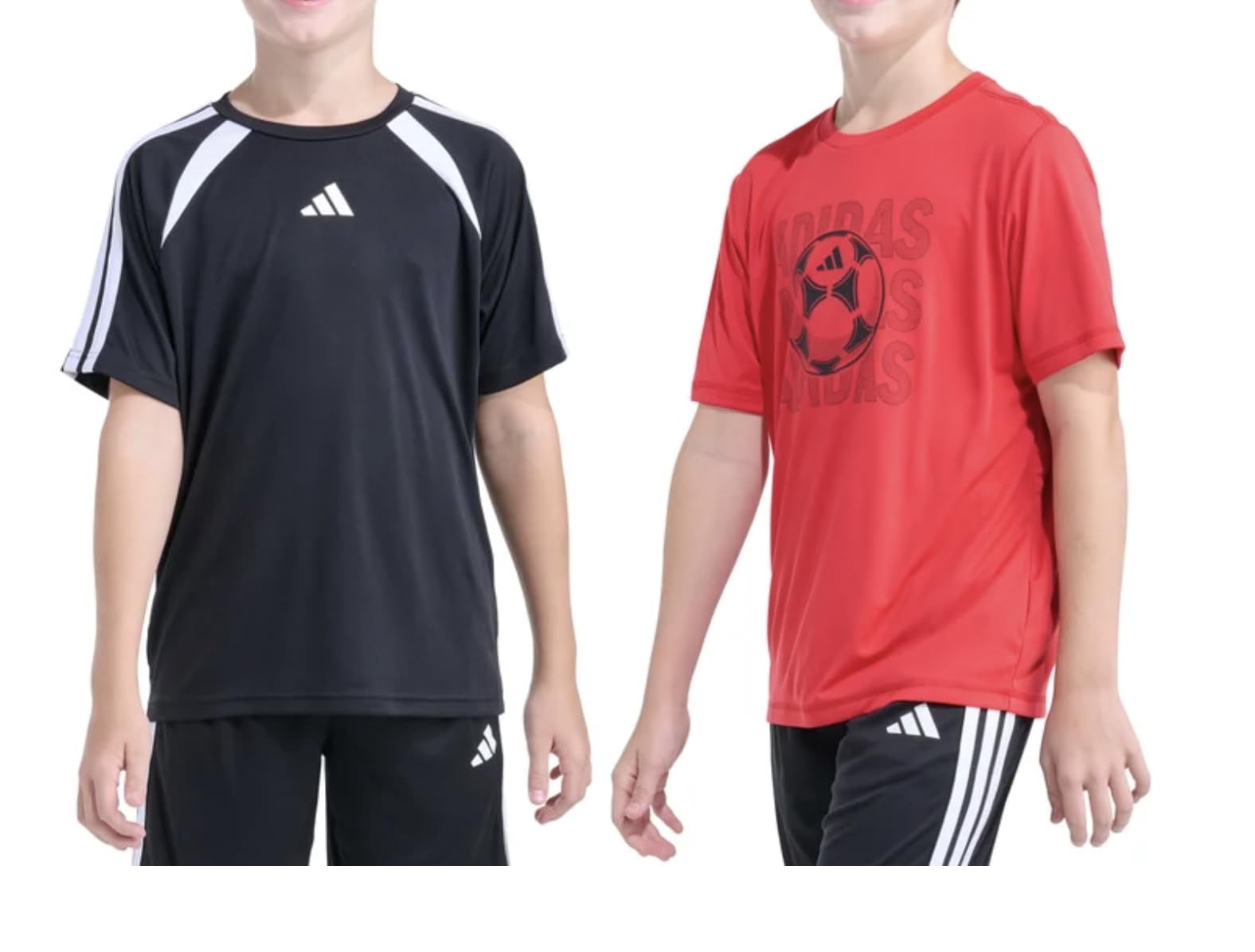 adidas Youth Boy's 2 Pack Short Sleeve T-Shirts (US, Alpha, Medium, Regular, Red (Black/Red))