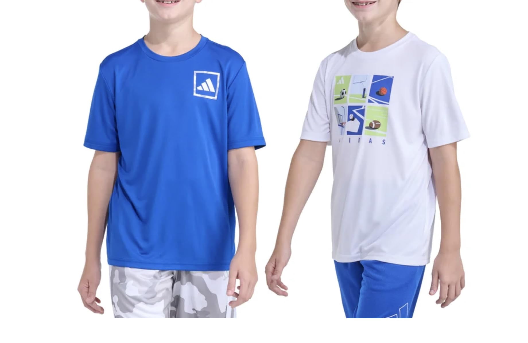 adidas Youth Boy's 2 Pack Short Sleeve T-Shirts (US, Alpha, X-Large, Regular, Blue (Blue/White))