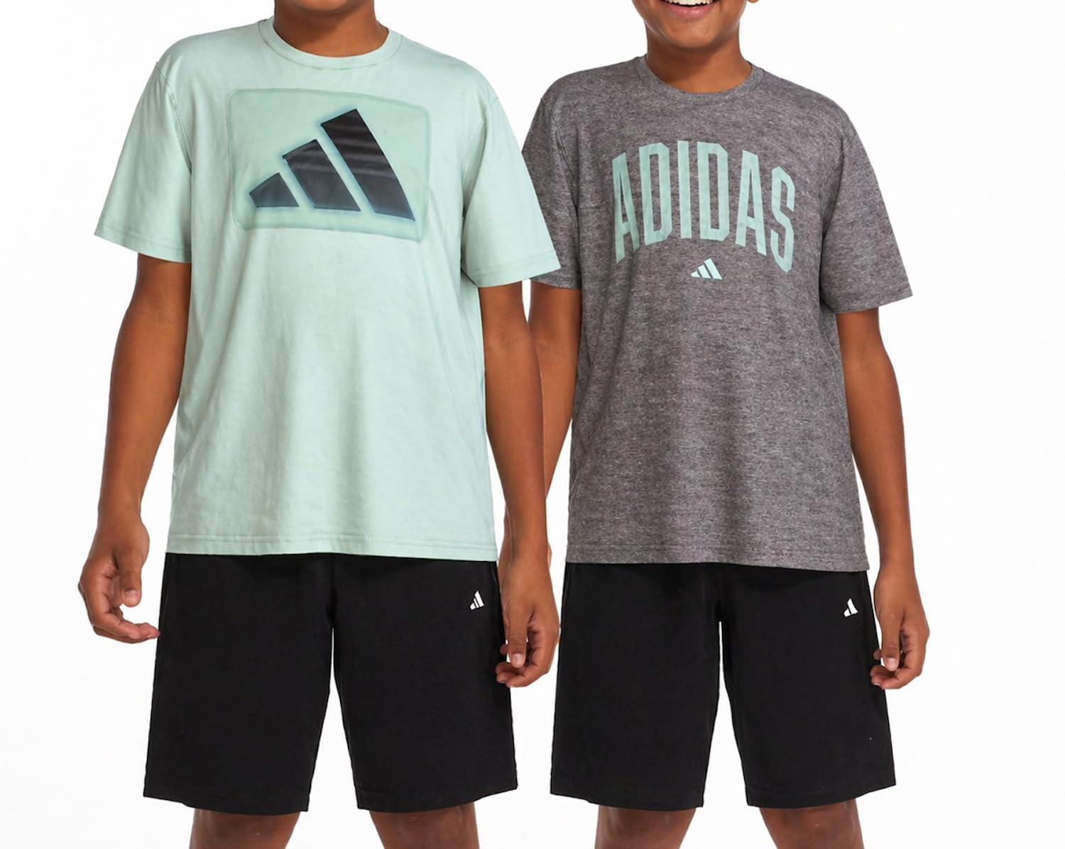 adidas Youth Boy's 2 Pack Short Sleeve T-Shirts (US, Alpha, X-Large, Regular, Gray (Aqua/Grey))