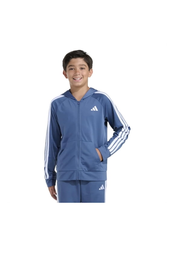 Youth Boy's Tricot 3 Stripe Full Zip Track Jacket (US, Alpha, Medium, Regular, Lt Navy)