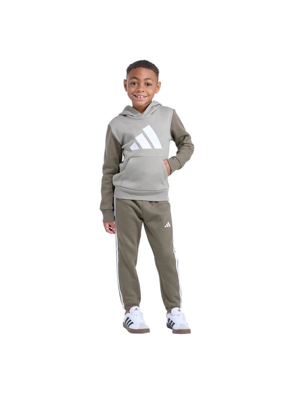 Youth Kids’ 2-Piece Tracksuit Outfit Set – Fleece Hoodie & Jogger Sweatpants, Midweight Activewear Outfit (Green/2T)