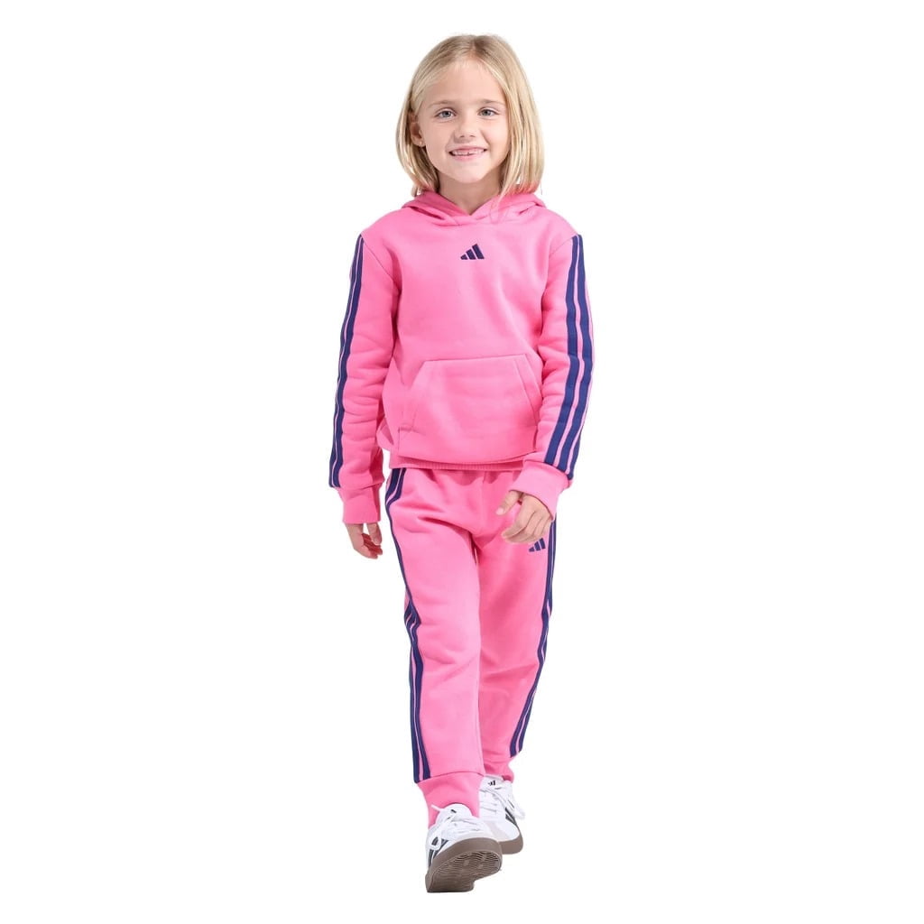 adidas Youth Kids’ 2-Piece Tracksuit Outfit Set – Fleece Hoodie & Jogger Sweatpants, Midweight Activewear Outfit (Pink/2T)