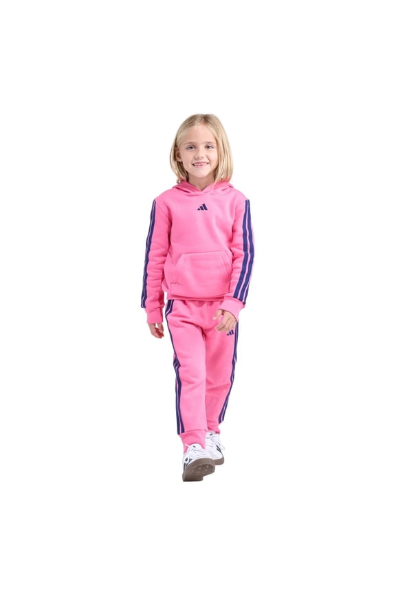 Youth Kids’ 2-Piece Tracksuit Outfit Set – Fleece Hoodie & Jogger Sweatpants, Midweight Activewear Outfit (Pink/5)