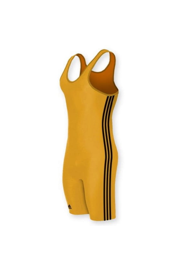 aS102s Lycra 3 Stripe Wrestling Singlet -:Athletic Gold/Black - XL