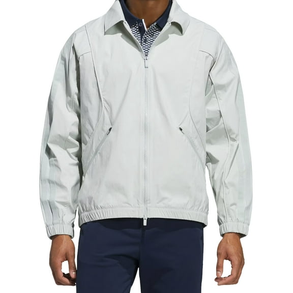 Adidas Men’s Beyond Full-Zip Golf Long-Sleeve Jacket, Medium Wonder Silver -