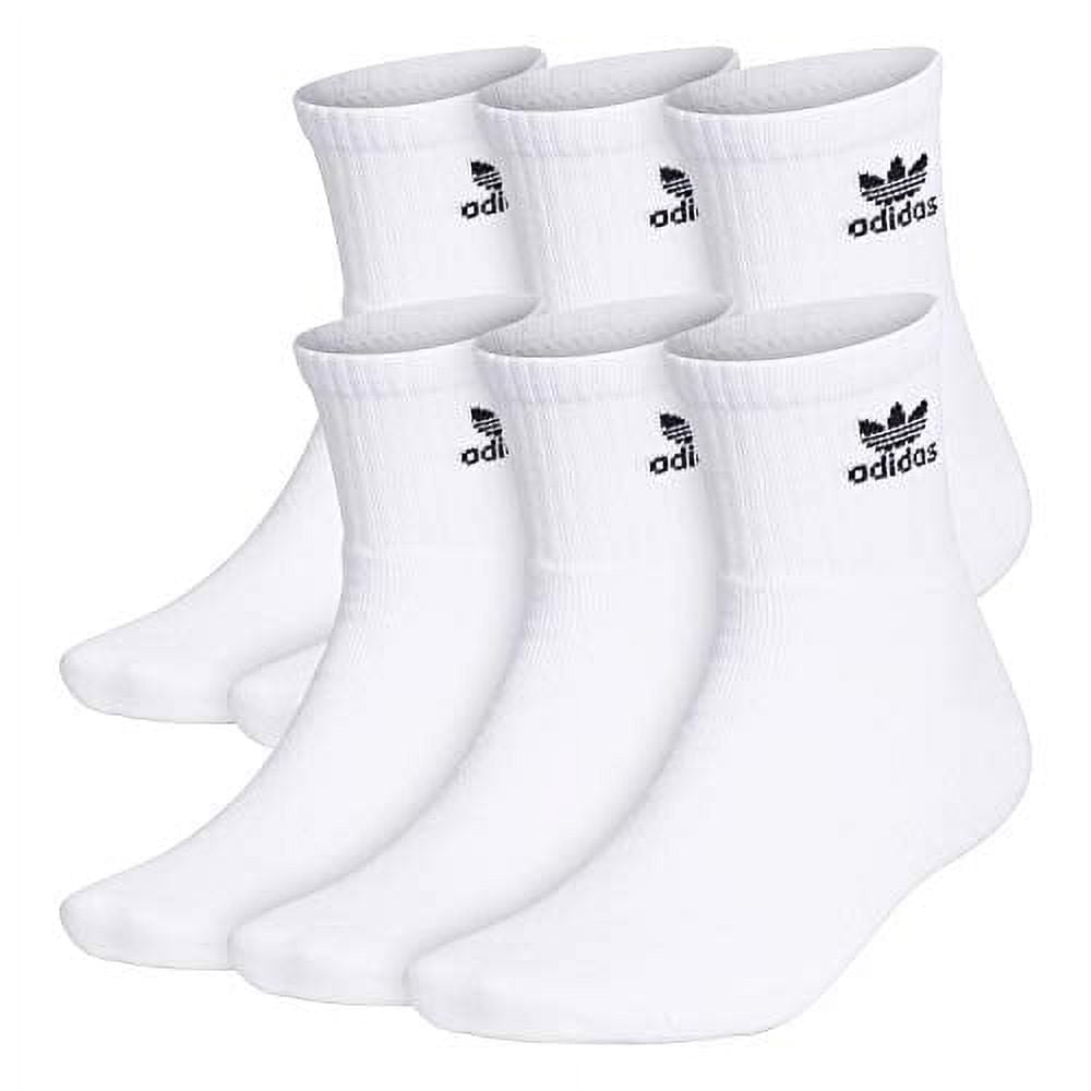 Adidas Originals Unisex Trefoil Quarter Socks - 6 Pairs - White - Large