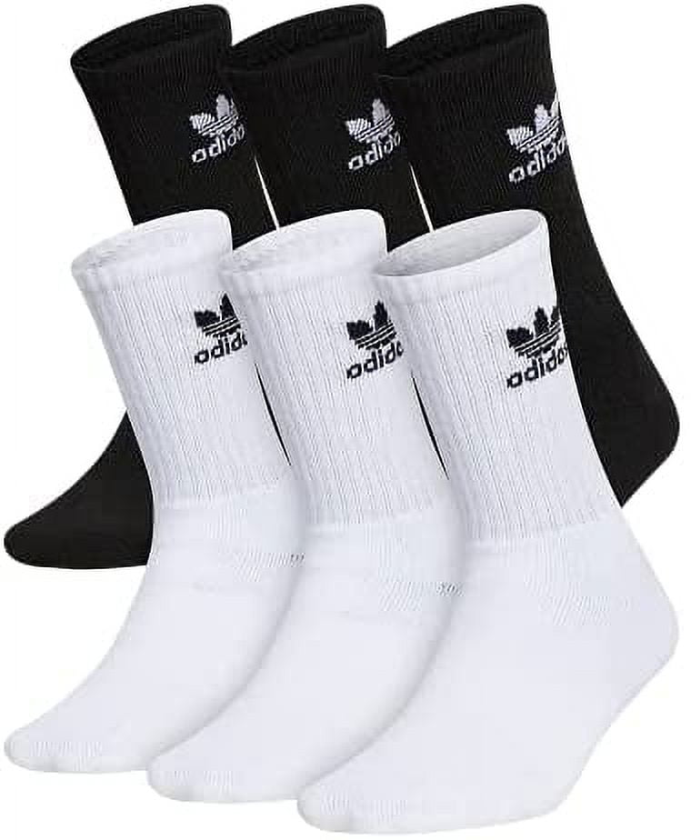 adidas Originals Unisex Kids-Boy's/Girl's Trefoil Cushioned Crew Socks (6-Pair), White/Black, Medium