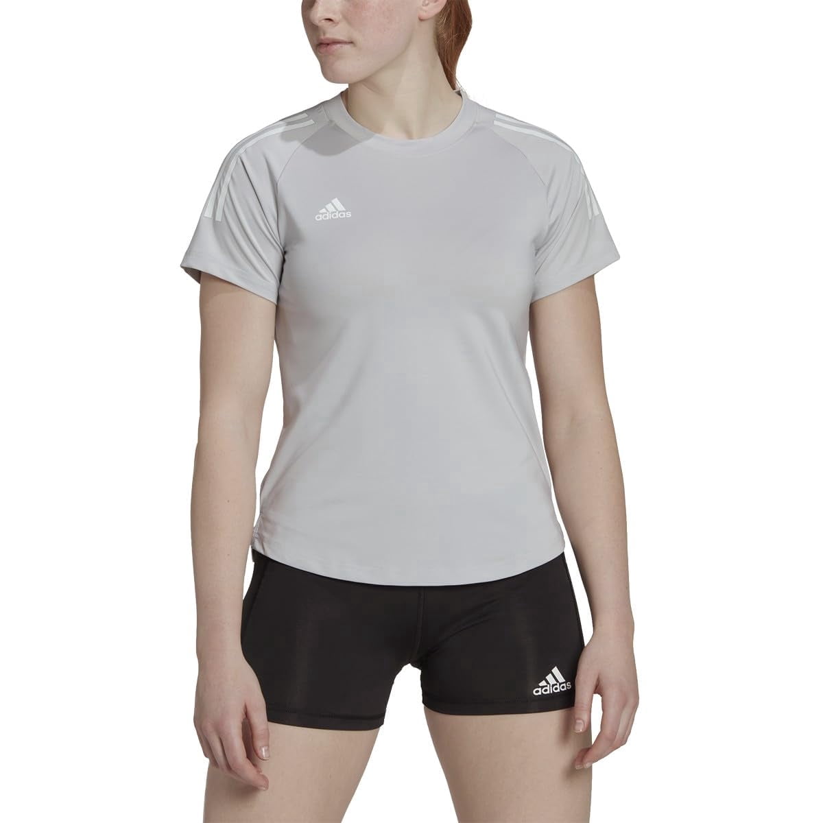 adidas womens Low Jersey Short Sleeve Shirt, Team Light Grey, XX-Small US