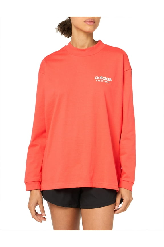 womens Select Mock Neck Long Sleeve T Shirt, Bright Red, X-Small US