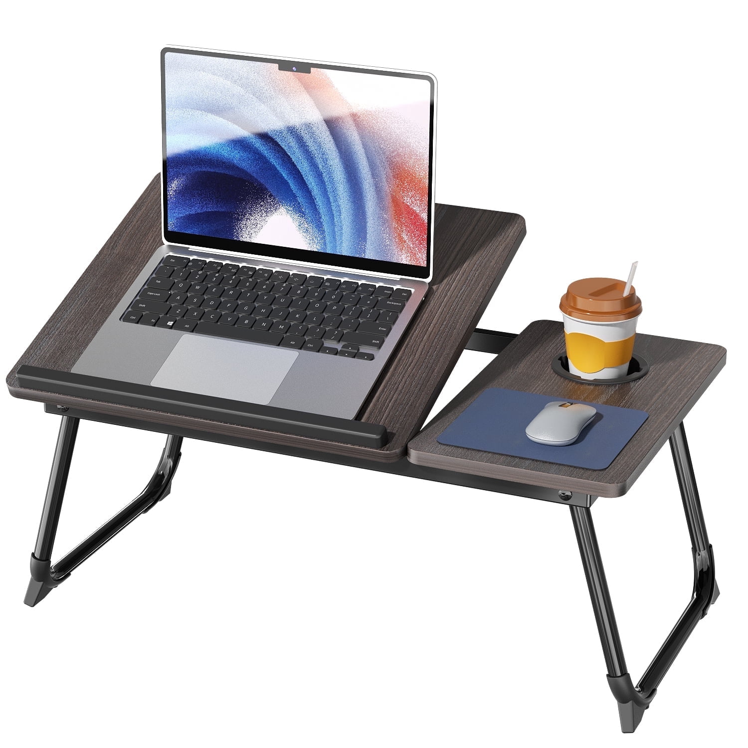 Cshidworld Adjustable Laptop Desk Bed Tray with 5 Angles Folding Lap Stand with Cup Slot for Bed Couch Work and Reading