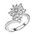thumbnail image 1 of adjustable rings for women sterling silver Shiny Flower Clip On Nose Ring Zirconia Fidget Rings for Women Spinner Ring for Anxiety Stress Relief Open Rings Set #02 I #02 I,One Size, 1 of 4