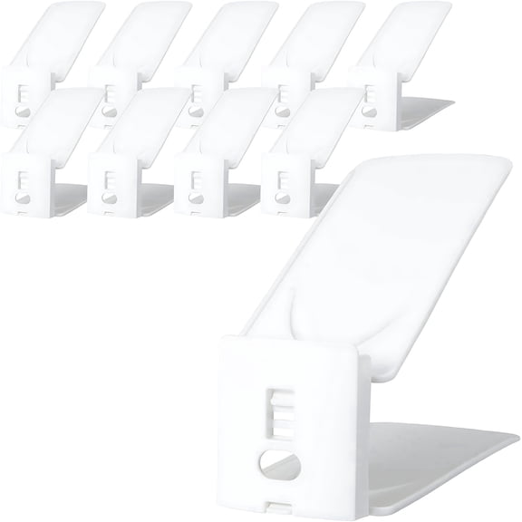 10 Pairs Adjustable Shoe Rack, Space-Saving Double Layer Stackable Storage Holder, White