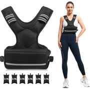 Behome Adjustable Weighted Vest, 7-11lb Vest with 6 Ironsand Weights, Large Pocket & Reflective Strip, for Men Women, Running Walking Exercise Workout