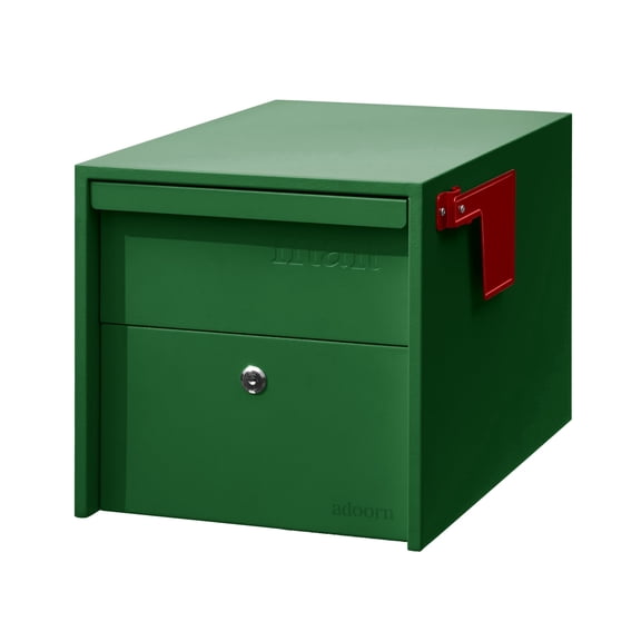 adoorn Lockable Post Mount Mailbox | Small (Forest Green), Anti-Theft Locking Mailbox, 12 x 12 x 18.5 (HxWxD) , Weatherproof Mailboxes for Outside The House
