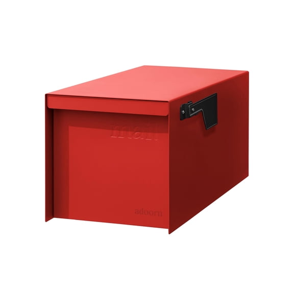 adoorn Post Mount Mailboxes, 9.5 x 9.5 x 20.75 (HxWxD) Large, Galvanized Steel Modern Mailbox, for Daily Letters, Magazines and Packages, Weatherproof with 1.2 Degree Sloped Roof - Red Red