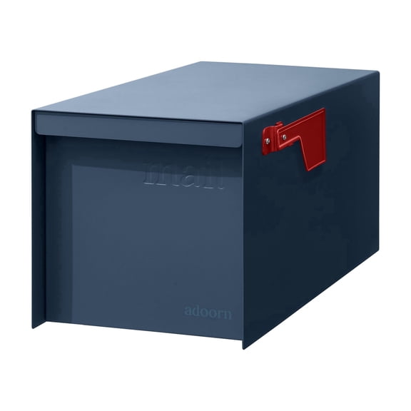 adoorn Post Mount Mailboxes, 9.5 x 9.5 x 20.75 (HxWxD) Large, Galvanized Steel Modern Mailbox, for Daily Letters, Magazines and Packages, Weatherproof with 1.2 Degree Sloped Roof - Navy