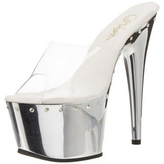 *7" Heel, 2 3/4" PF Slide - Clr/Slv Chrome, 12