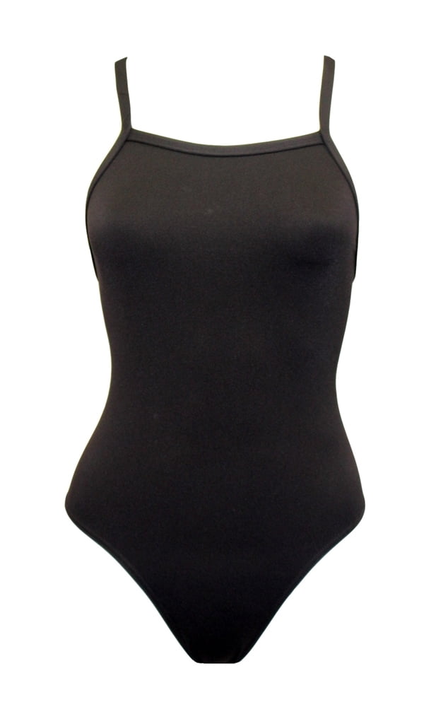 adoretex women's polyester thin strap training swimsuit (fp001) black