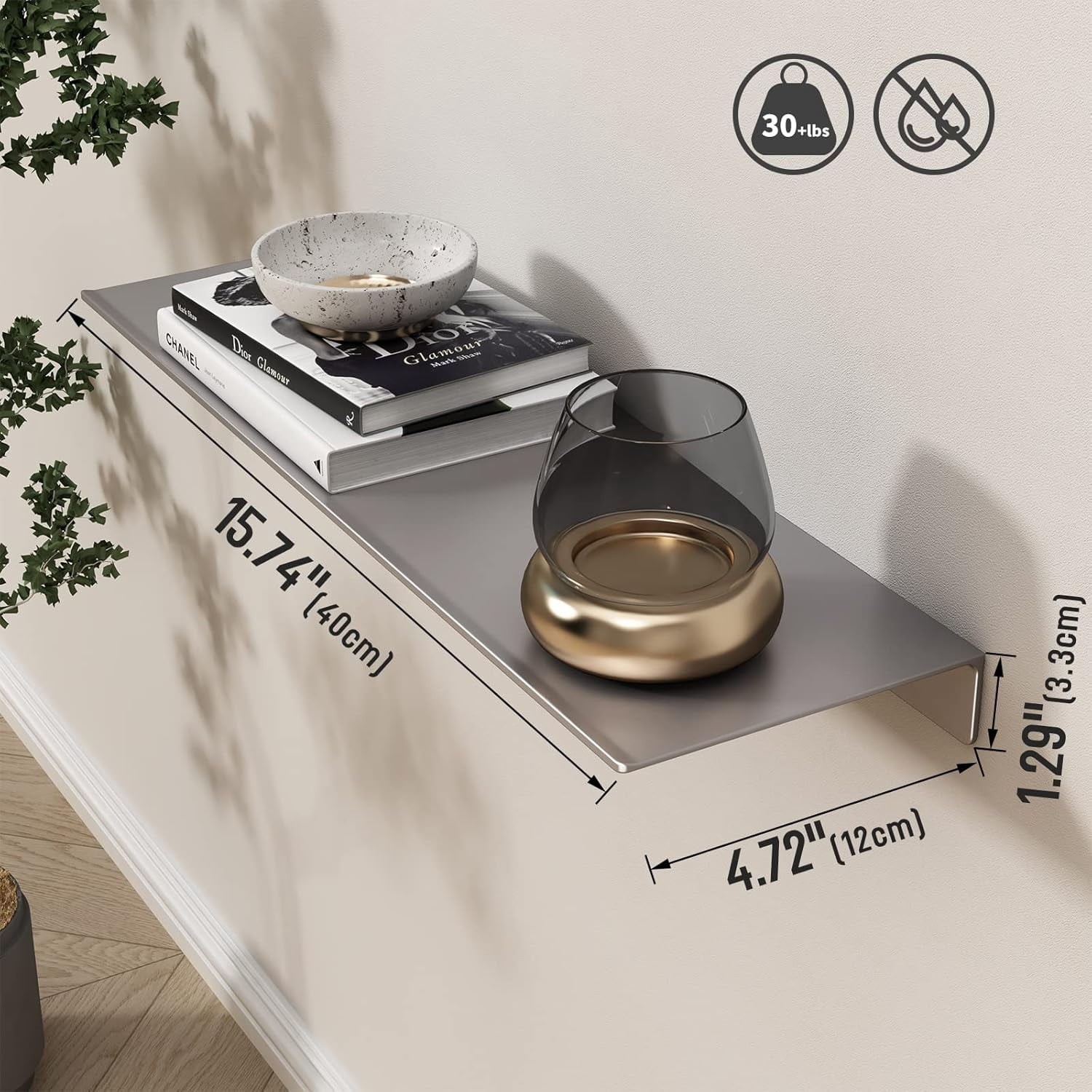 aduiopbnk White Floating Shelves for Wall Storage Metal Wall Shelves ...