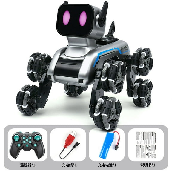 adult Remote Control Stunt Car 8-Wheel Robot Dog Gesture Sensing Smart Toy with Watch Controller LED Lights Music Functions Rechargeable Battery Interactive