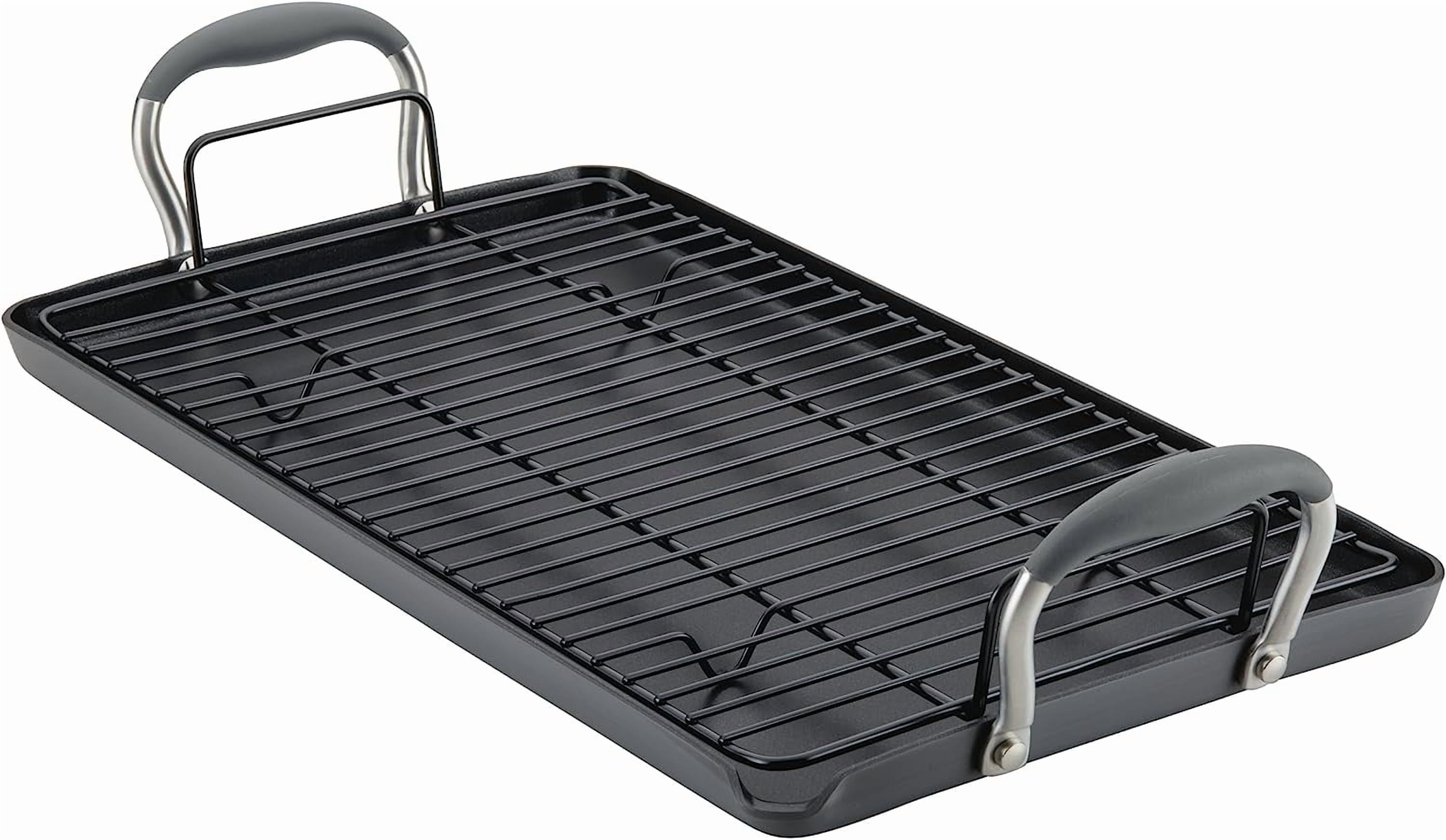 **advanced home hard anodized nonstick double burner griddle with ...