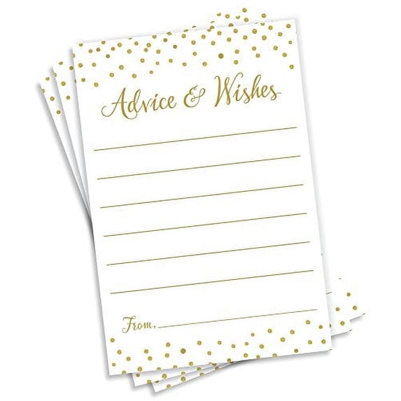 Advice and Wishes - Gold Confetti (50-Cards) Any Occasion - Wedding Advice Cards, Advice for The Bride, Retirement or Graduation Party, Baby or Bridal Shower Games, Birthday Party, Engagemen