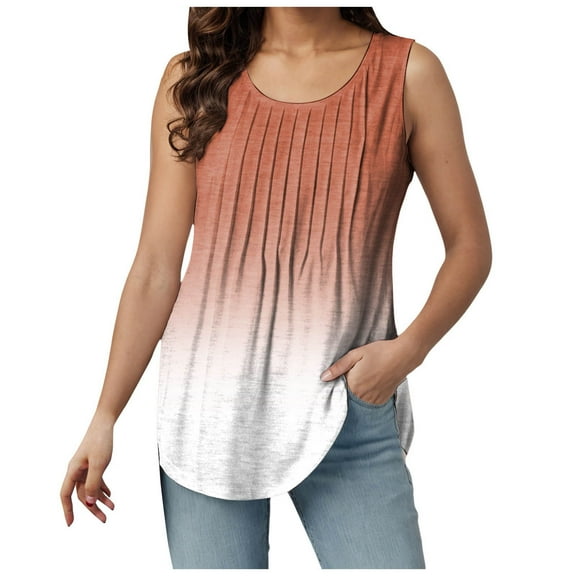 adviicd 2025 Women's Flowy Peplum Tank Tops – Elegant Sleeveless V-Neck Designs for Dressy & Chic Summer Looks (Orange,L)