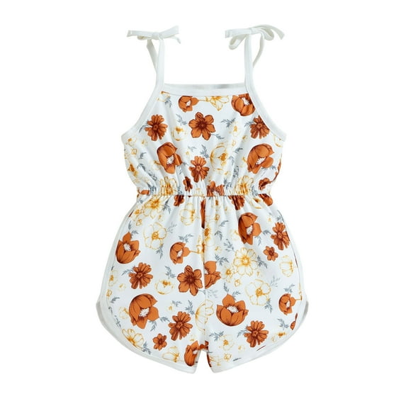 adviicd 3 Year Old Girl Outfit Toddler Girls Sleeveless Romper Floral Printed Suspenders Jumpsuit Clothes Knit Romper