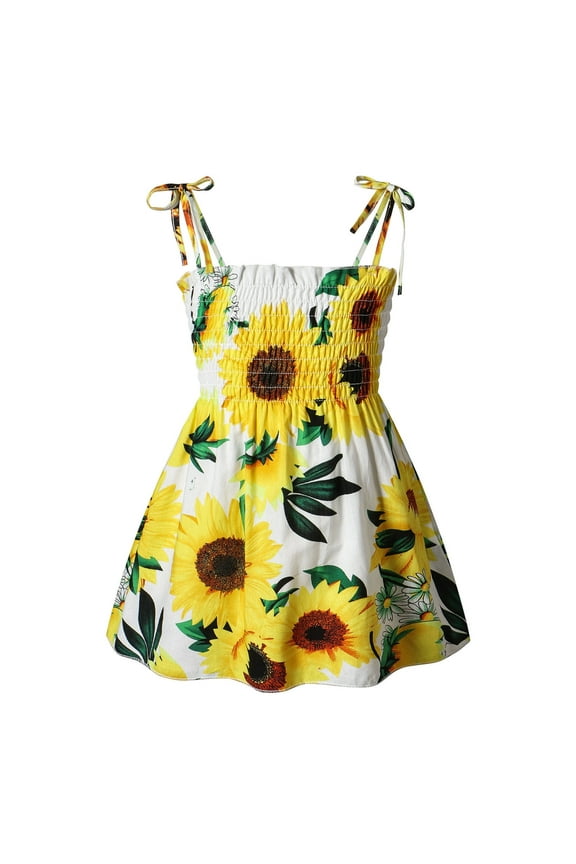 4t Dress Girls Kids Baby Dress Clothes Sunflower Dress Floral Slip Beach Toddler Dresses for Birthday Girls